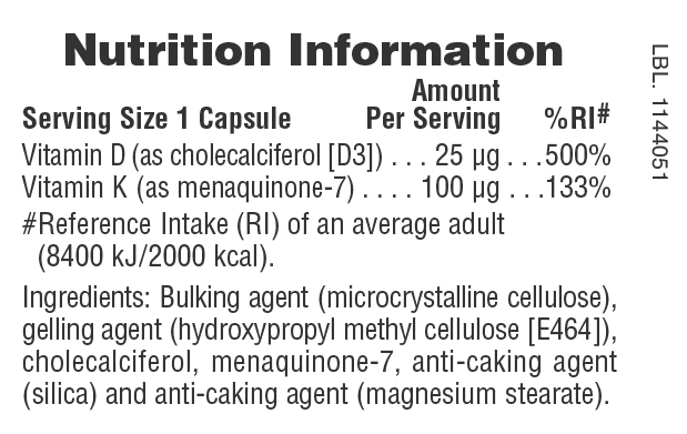 Vitamin D3 1000 IU/Vitamin K2 100 mcg Capsules
